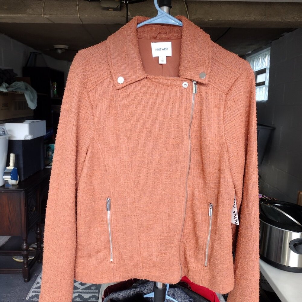 Jacket Moto by Nine West in Brown, Size: L